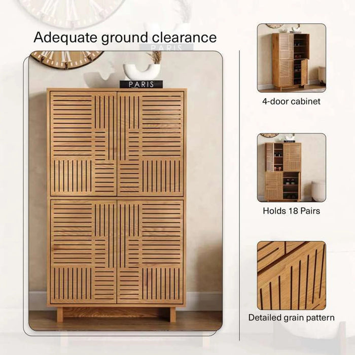 Ahweri Shoe Rack 18 Pairs With 4 Door Veneer - Beige Pan Home