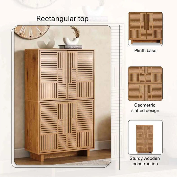Ahweri Shoe Rack 18 Pairs With 4 Door Veneer - Beige Pan Home