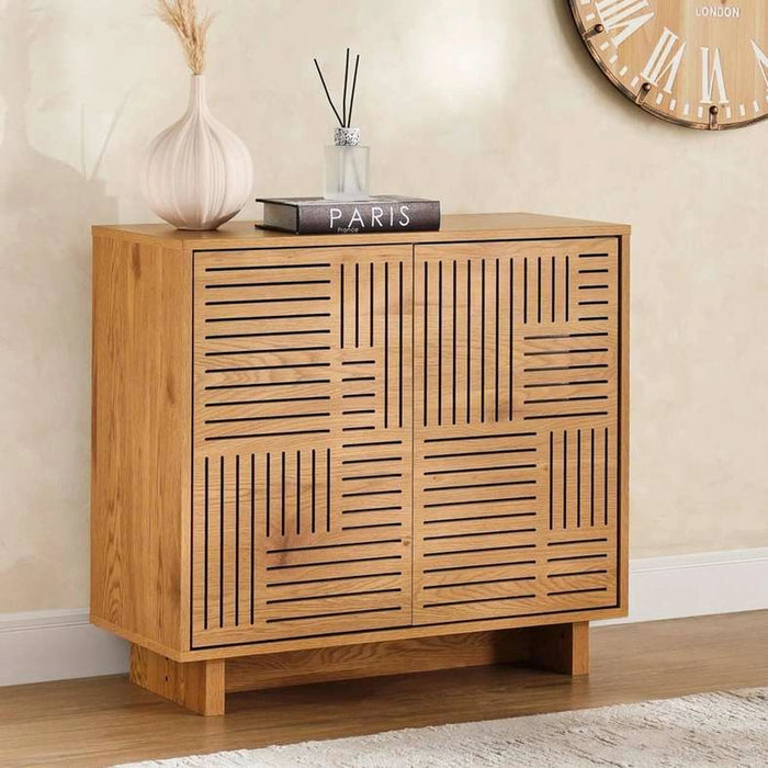 Ahweri Shoe Rack 8 Pairs With 2 Door Veneer - Beige