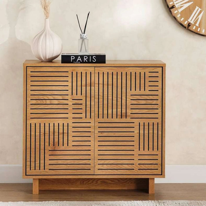 Ahweri Shoe Rack 8 Pairs With 2 Door Veneer - Beige