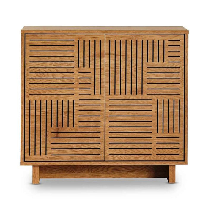Ahweri Shoe Rack 8 Pairs With 2 Door Veneer - Beige