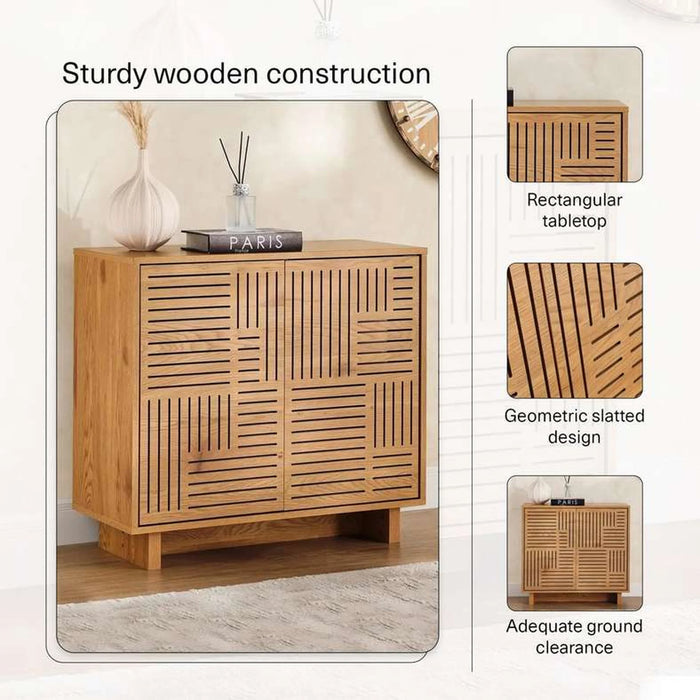 Ahweri Shoe Rack 8 Pairs With 2 Door Veneer - Beige