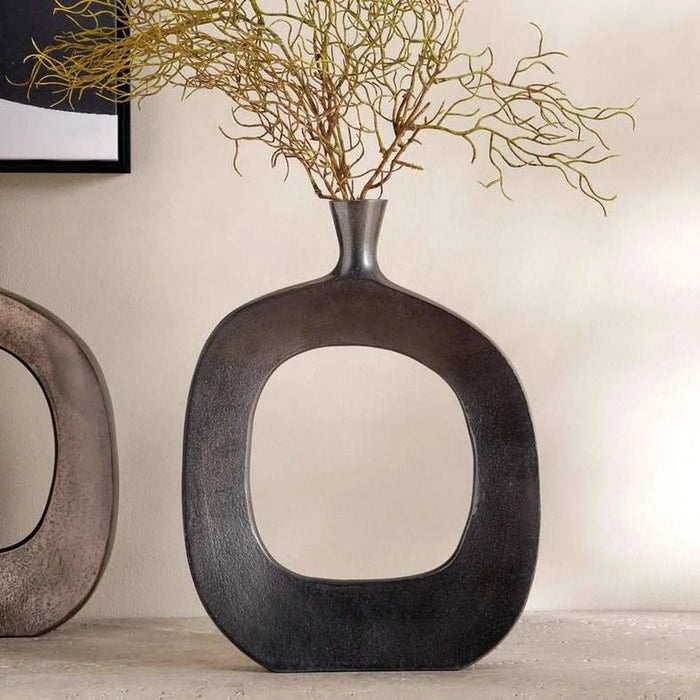 Aire Metal Hollow Vase 31X5X40.5Cm - Black Antique