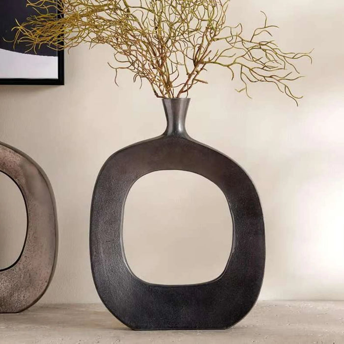 Aire Metal Hollow Vase 31X5X40.5Cm - Black Antique