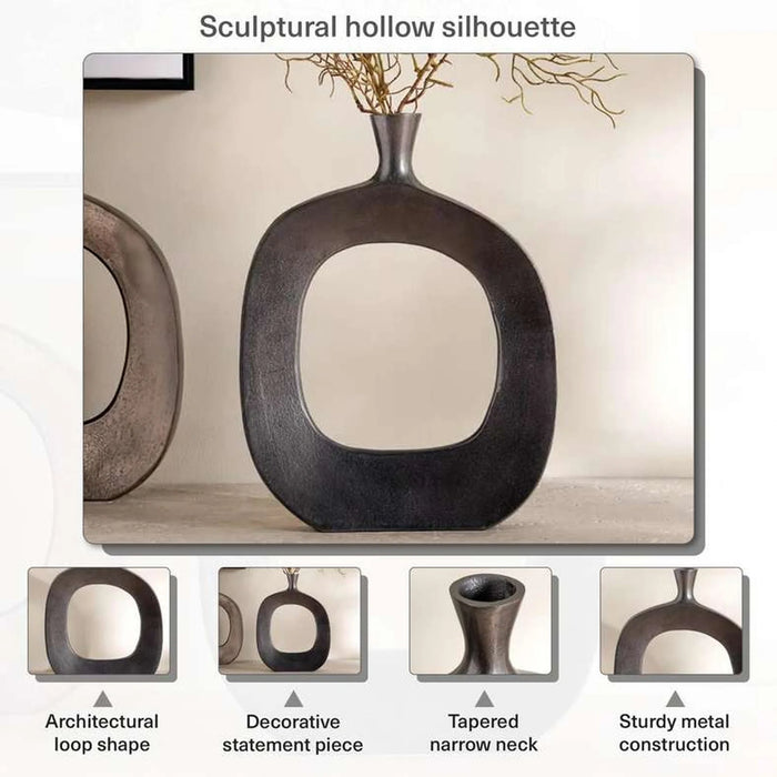Aire Metal Hollow Vase 31X5X40.5Cm - Black Antique