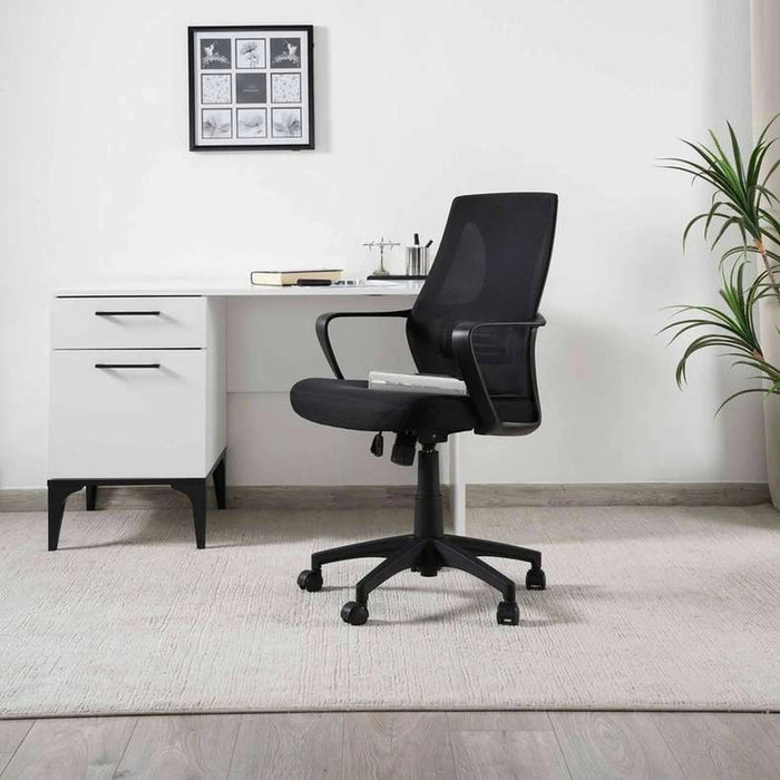 Airway Office Medium Back Chair Mesh Fabric - Black Pan Home