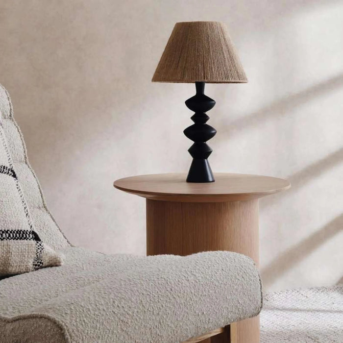 Akira E-27 Resin With Hemp Shade Table Lamp Dia 30X50Cm - Natural/Black