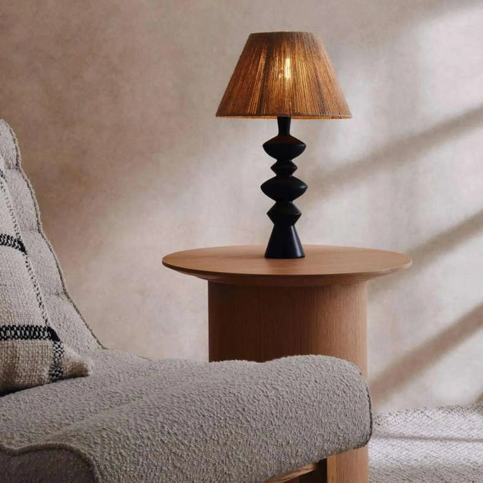 Akira E-27 Resin With Hemp Shade Table Lamp Dia 30X50Cm - Natural/Black