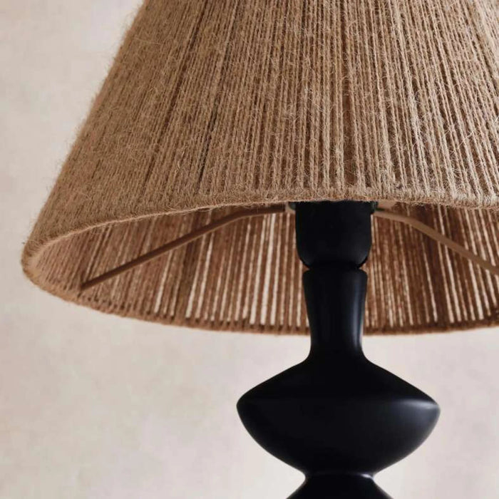 Akira E-27 Resin With Hemp Shade Table Lamp Dia 30X50Cm - Natural/Black