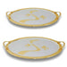 Akiro 2-Piece Oval Serving Tray -Chrome & Gold Pan Home