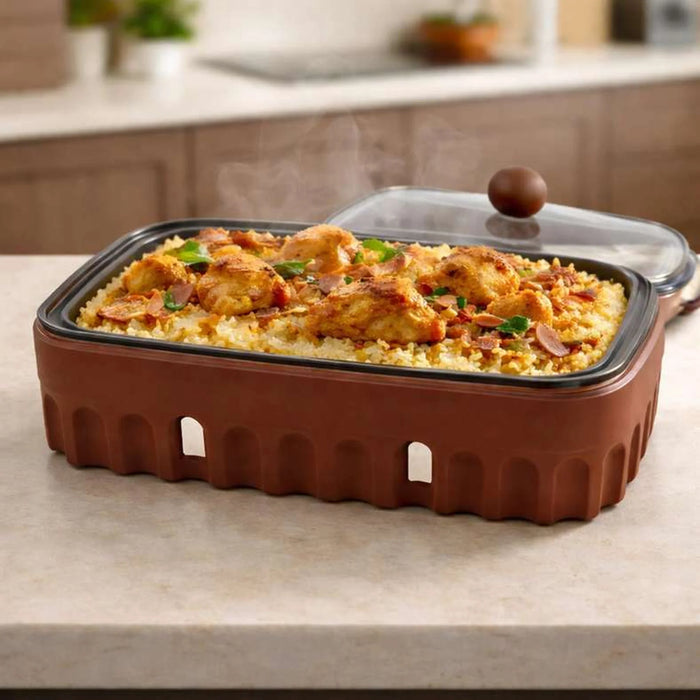 Alazouni Rectangular Food Warmer 3L -Brown