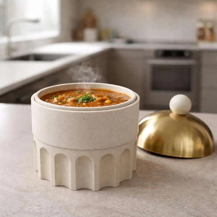Alazouni Soup Warmer 25.5X25.5X34Cm -Beige