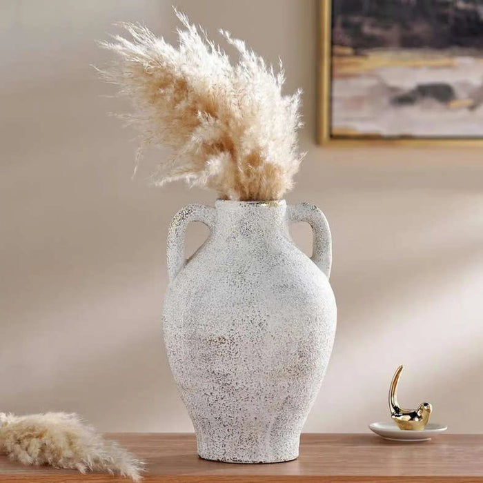Alesa Ceramic Vase With Two Handles 21X21X31Cm - Antique White