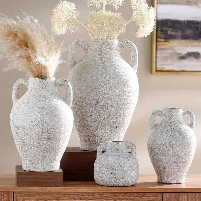 Alesa Ceramic Vase With Two Handles 21X21X31Cm - Antique White