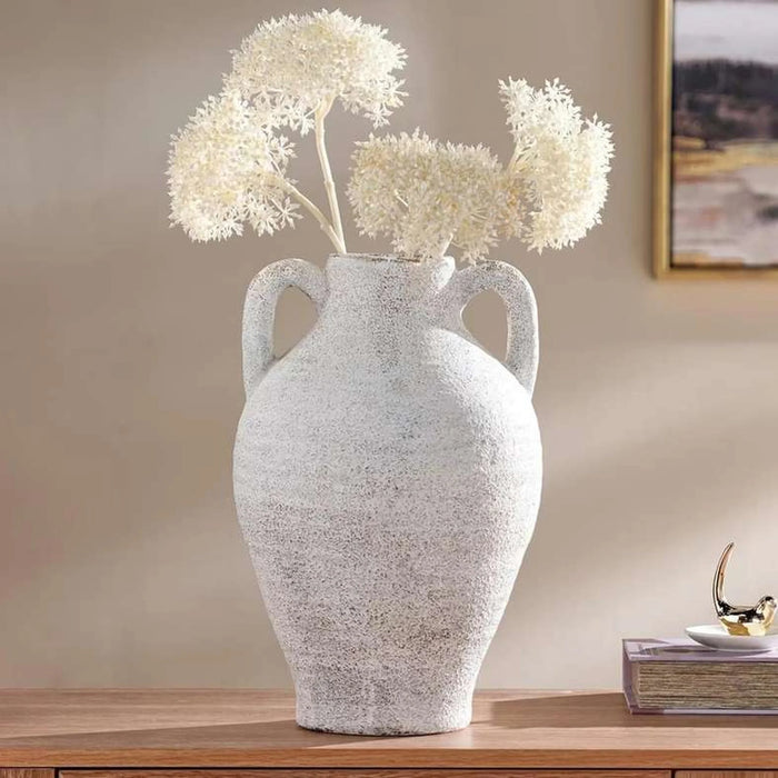 Alesa Ceramic Vase With Two Handles 25.5X25.5X38.5Cm - Antique White