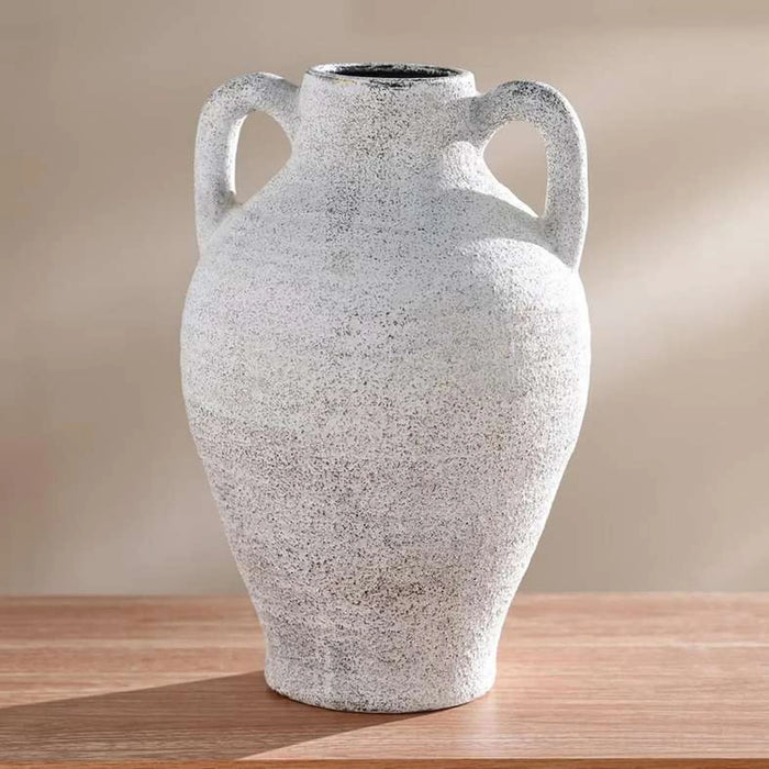 Alesa Ceramic Vase With Two Handles 25.5X25.5X38.5Cm - Antique White