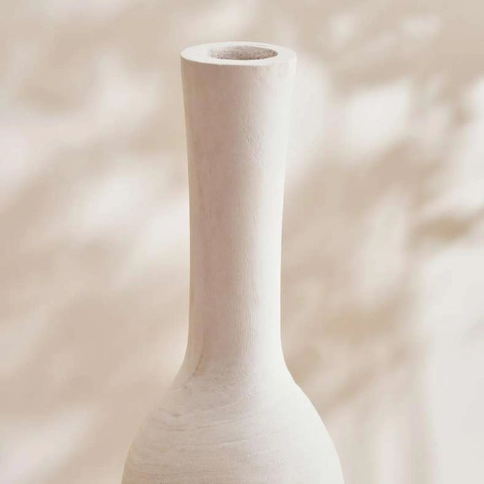 Alida Wooden Decor Tall Neck Vase 15X45.5Cm - White