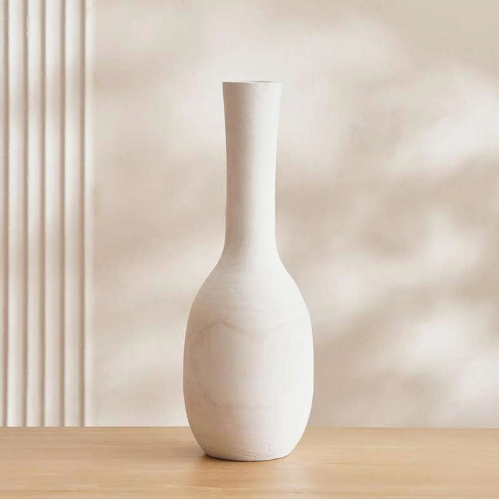 Alida Wooden Decor Tall Neck Vase 15X45.5Cm - White