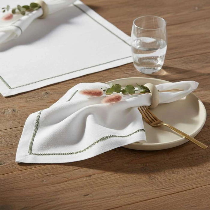 Alinta Embroidered 6 Piece  Napkin Set 45X45Cm - Green Pan Home
