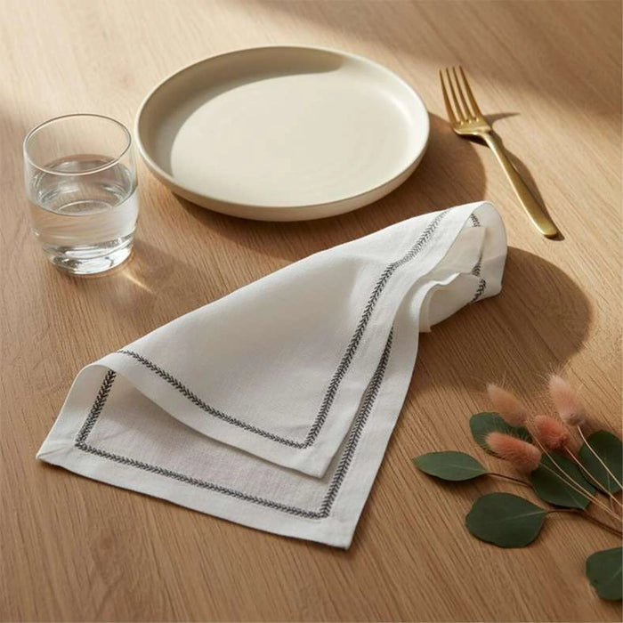 Alinta Embroidered 6 Piece  Napkin Set 45X45Cm - Grey