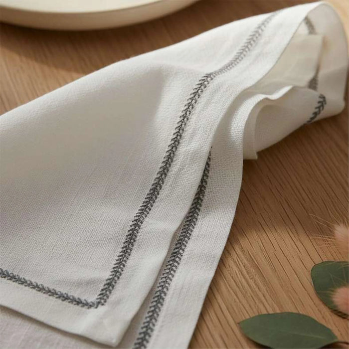 Alinta Embroidered 6 Piece  Napkin Set 45X45Cm - Grey