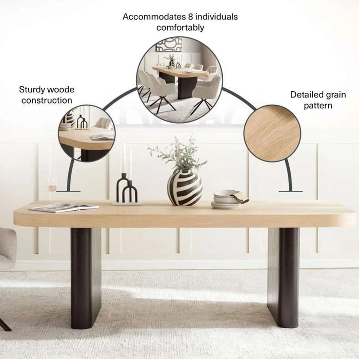 Alitta New 8 Seater Dining Table Veneer - Natural Black