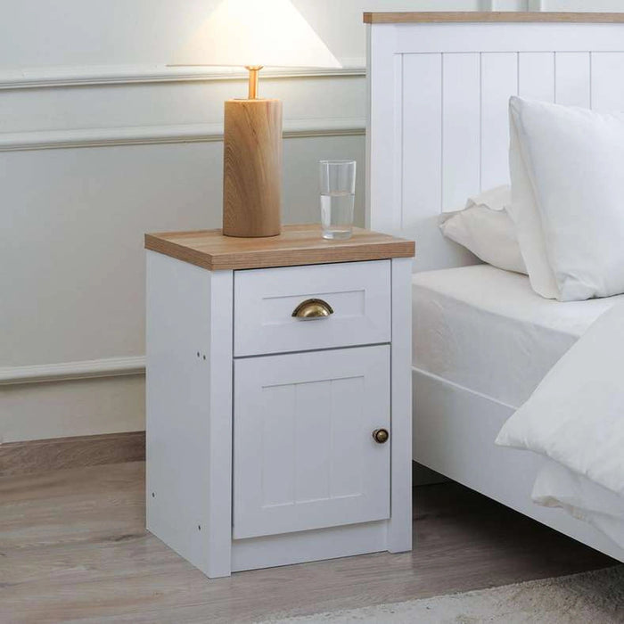 Almada Nightstand 1 Drawer And 1 Door - White Pan Home