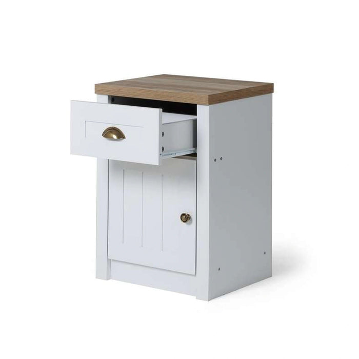 Almada Nightstand 1 Drawer And 1 Door - White Pan Home