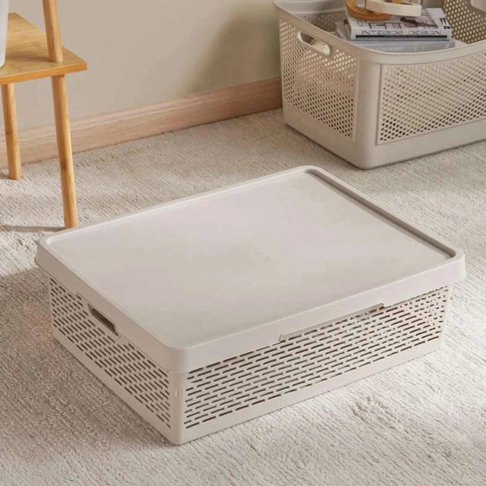 Alpha Basket With Lid 58X42X18Cm-Beige Pan Home