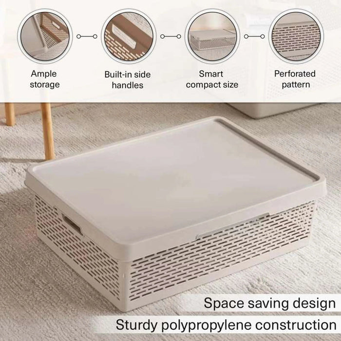 Alpha Basket With Lid 58X42X18Cm-Beige Pan Home