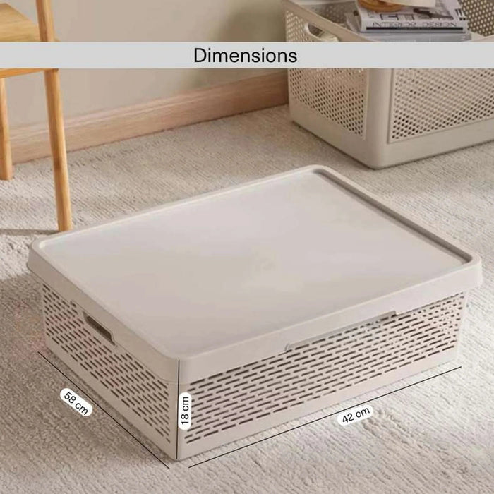 Alpha Basket With Lid 58X42X18Cm-Beige Pan Home