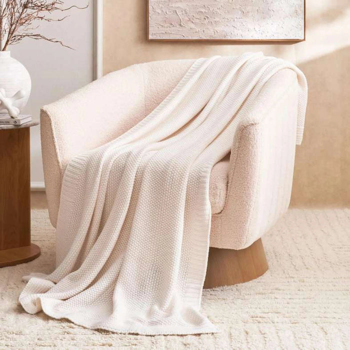Alphard Knitted Throw - White Pan Home