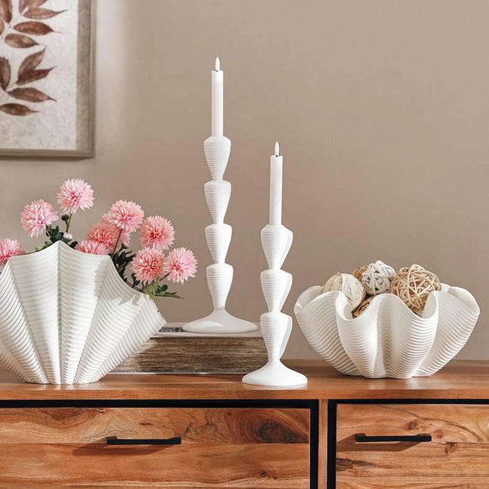Altay Resin Shell Candle Holder 14X14X35.7Cm - White