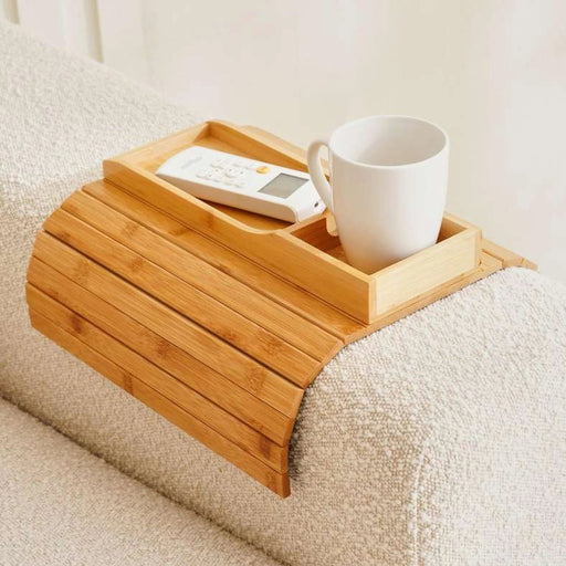 Alteya Bamboo Sofa Armrest Tray With Cup And Remote Holder 42X32Cm - Natural Pan Home