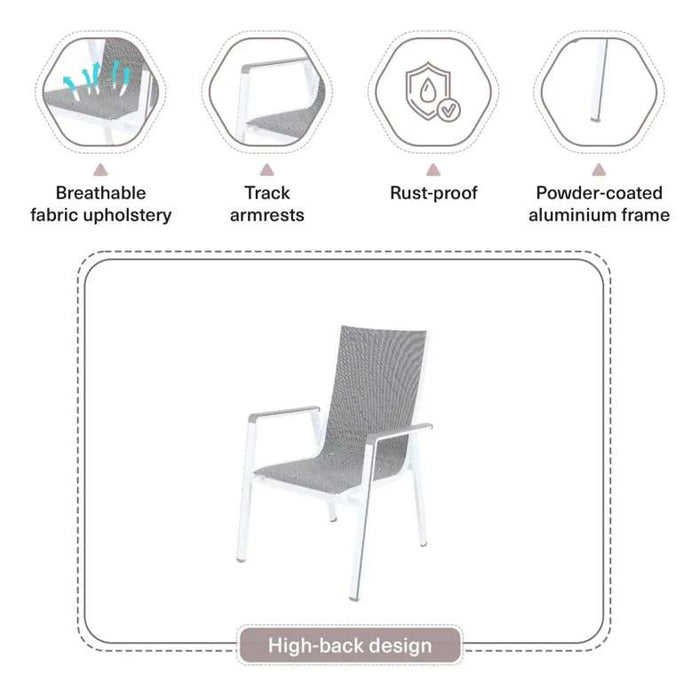 Alum Sling Stacking Chair-Arctic Grey