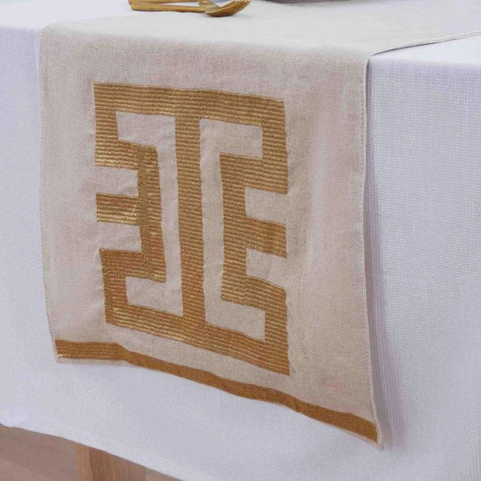 Alvaro Embroidered Table Runner 40X180Cm - Gold