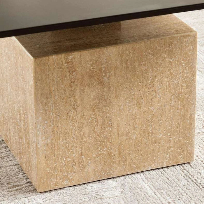 Alvera Coffee Table Travertine - Black & Beige Pan Home