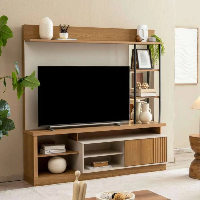 Alves Entertainment Unit Up To 55 Inches - Natural Off White