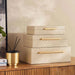 Alyna Embossed Faux Leather Storage Box 32X18X9.5Cm -Beige Pan Home