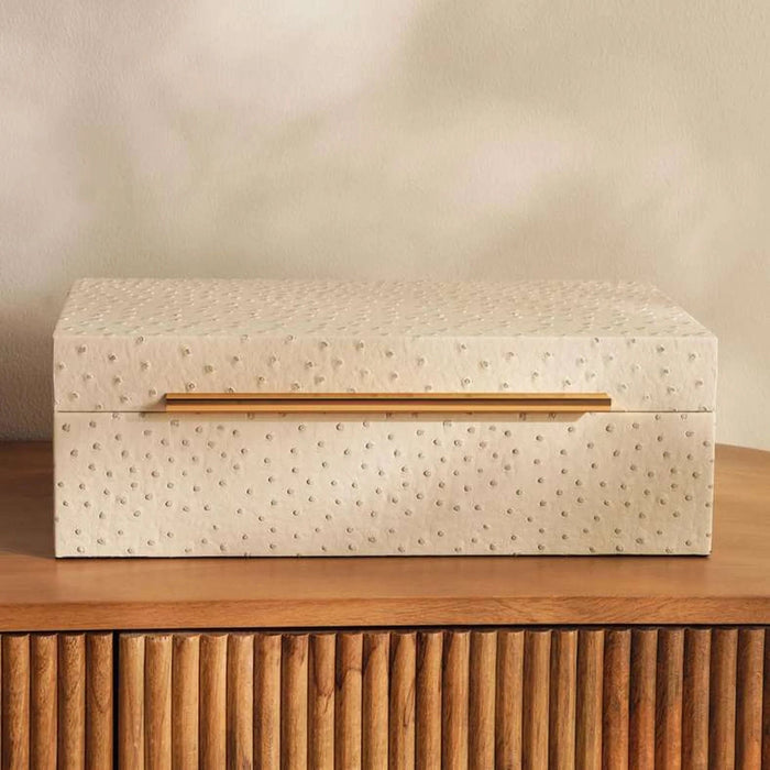 Alyna Embossed Faux Leather Storage Box 36X22X12Cm -Beige Pan Home