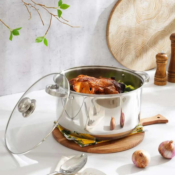 Amara Cooking Pot With Lid Dia28Cm -Chrome