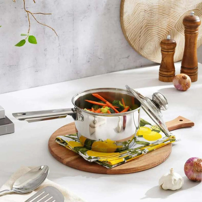 Amara Sauce Pan With Lid Dia16X10.5Cm -Chrome Pan Home