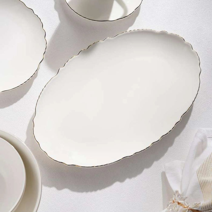 Amari Scallop Porcelain Oval Platter 30.4Cm -White