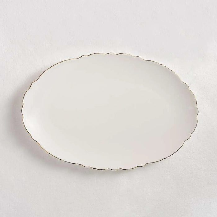 Amari Scallop Porcelain Oval Platter 30.4Cm -White