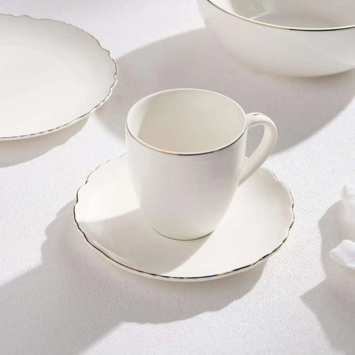 Amari Scallop Porcelain Tea Cup & Saucer 210Ml -White