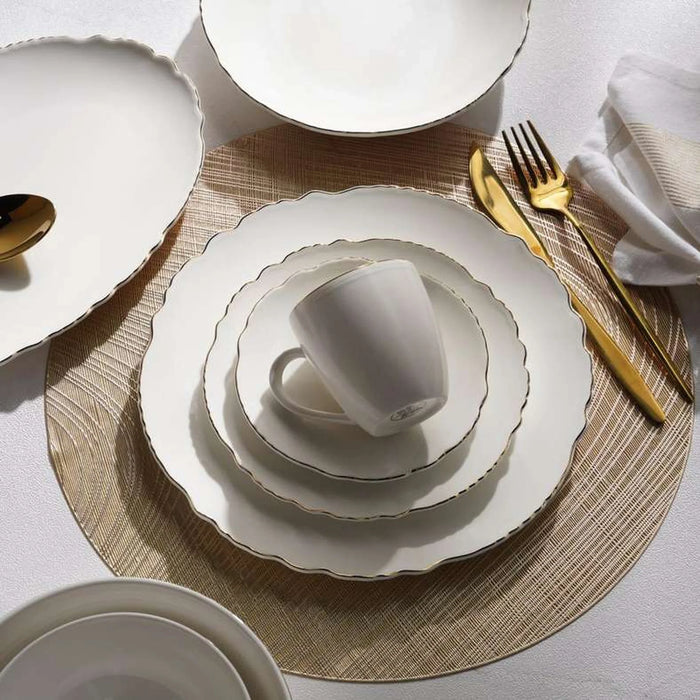 Amari Scallop Porcelain Tea Cup & Saucer 210Ml -White