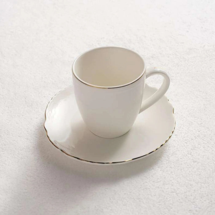 Amari Scallop Porcelain Tea Cup & Saucer 210Ml -White