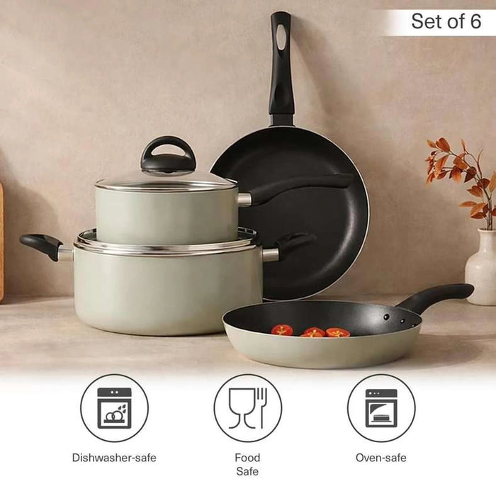 Amato 6-Piece Cookware Set -Grey Pan Home