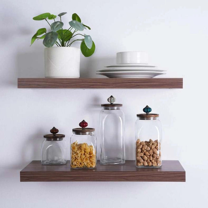 Amaya 4-Piece Glass Canister With Wooden Lid - Clear Pan Home