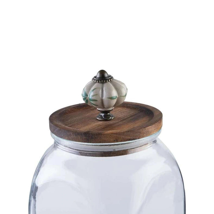 Amaya 4-Piece Glass Canister With Wooden Lid - Clear Pan Home